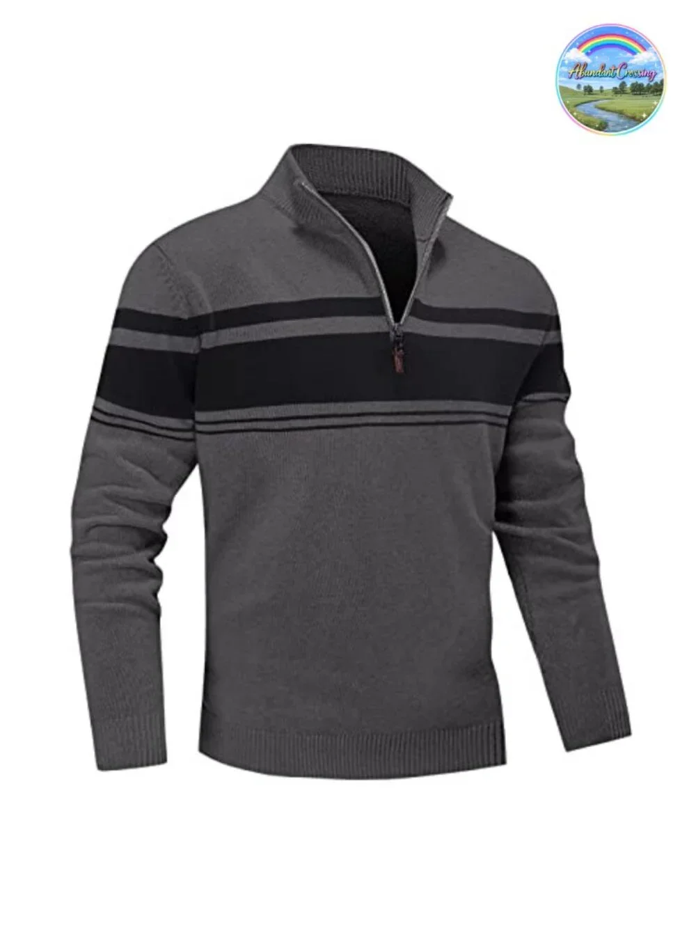 Men's Quarter Zip Cotton Pullover Sweater Long Sleeve Casual Knitwear